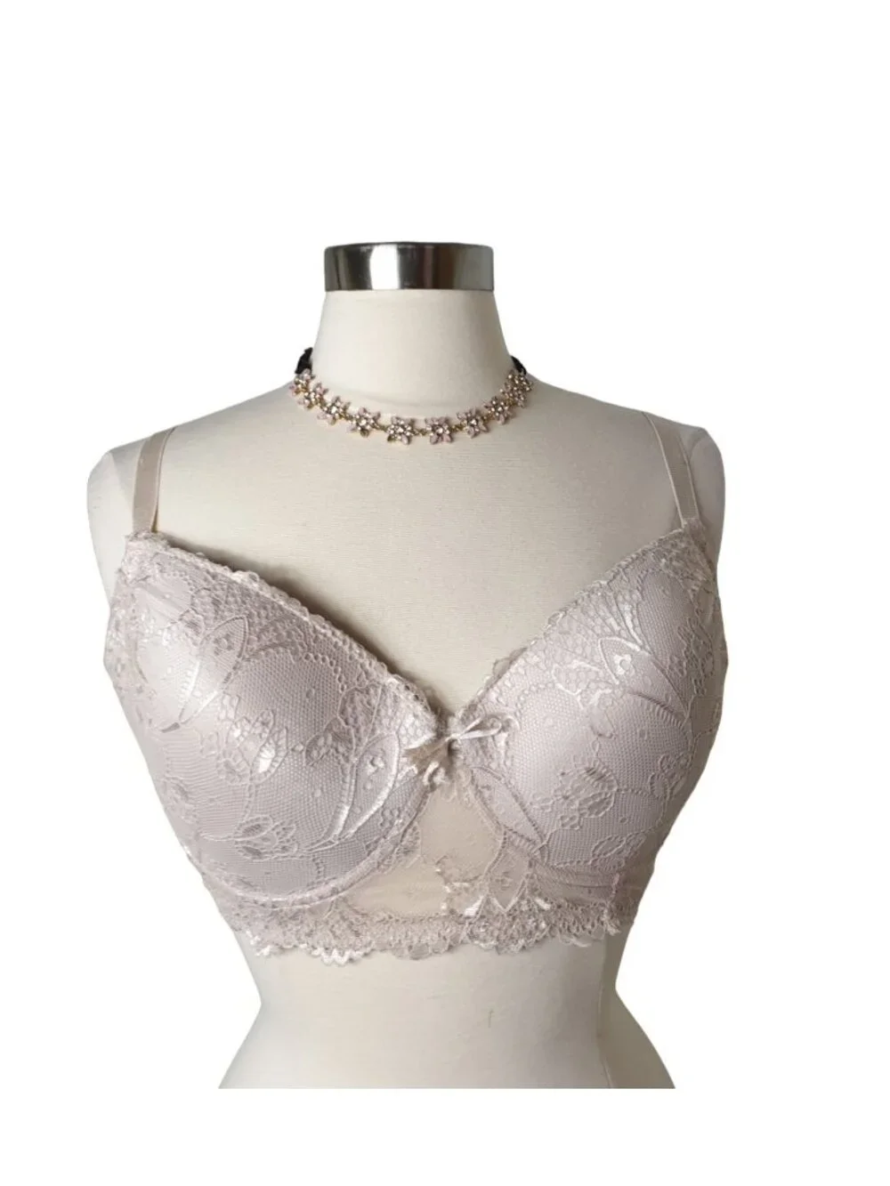Rene Rofe Bra 38DD Beige Lace Underwire Lightly Padded Full Coverage Elegant 38E - Picture 5 of 7